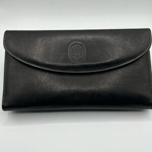 Ladies Mundi Leather Wallet Black w/Kisslock Coin Pocket Checkbook CC Sl…